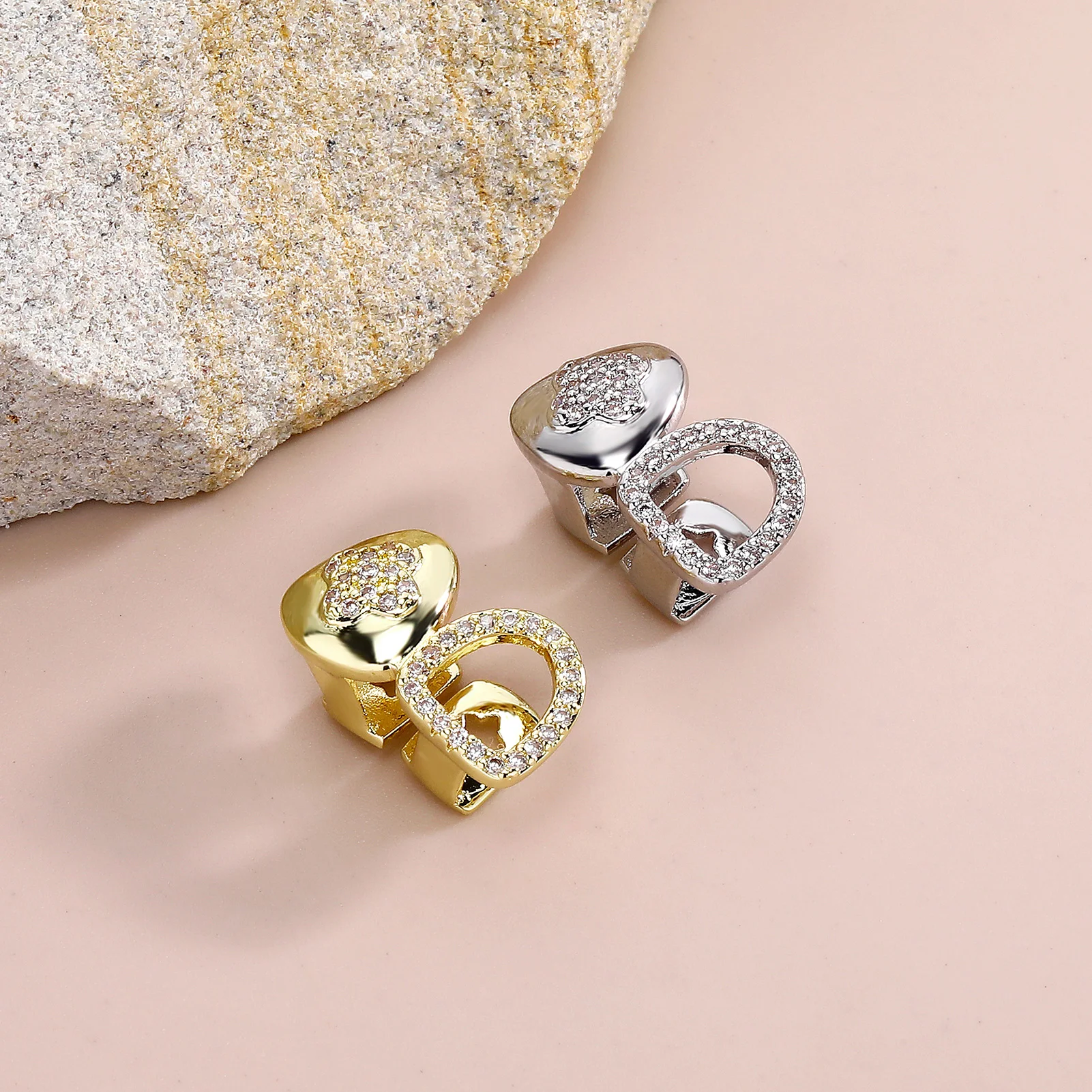 Thorns Treble Teeth Hollow Red Rhombus CZ Grillz Set