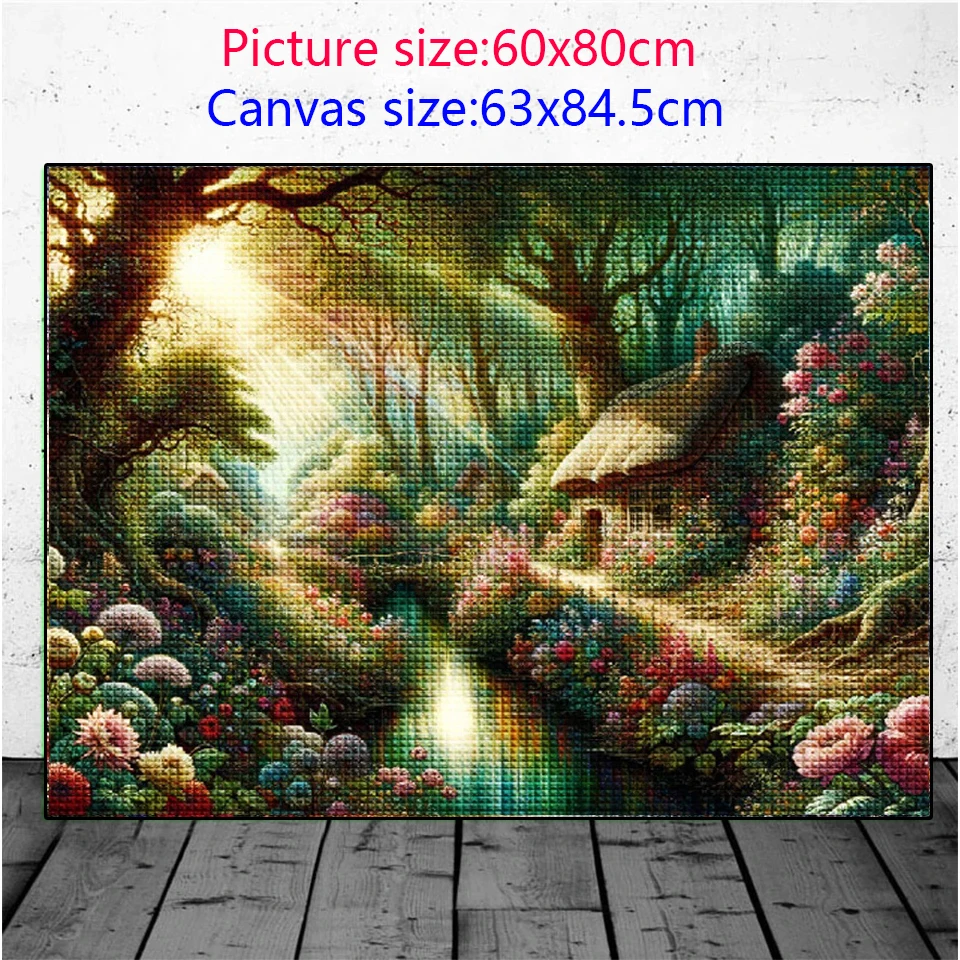 Pretty Woodland Garden With Flowers, Sunlight, Sunshine 5D Diamond Painting New 2024 Cross Stitch Kits Mosaic Diamond Embroidery