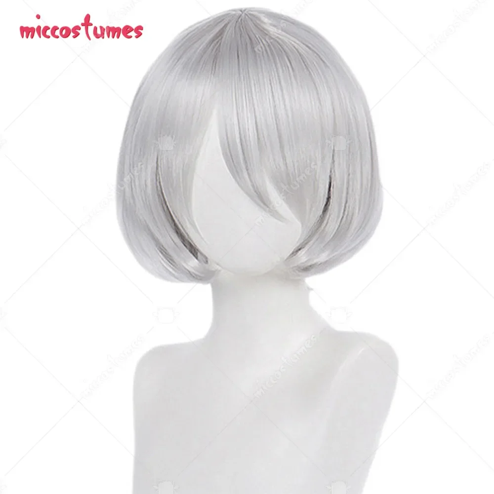 Women 2B Cosplay Wig Short Straight Grey Silver Wig