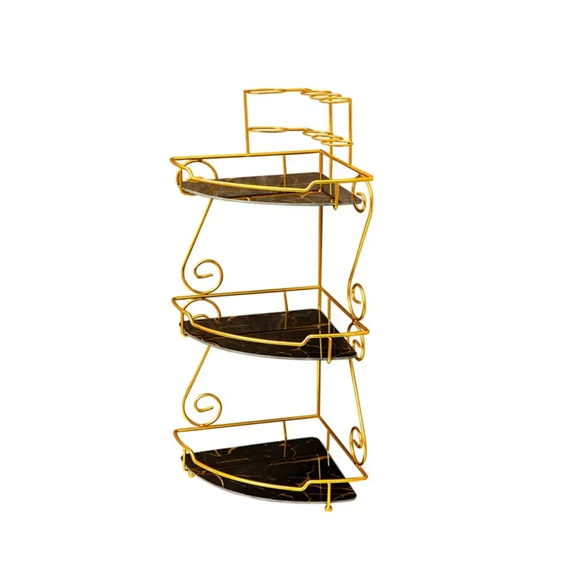 Luxury Bathroom Triangle Shelf Toothbrush Mouthwash Cup Storage Rack Desktop Cosmetic Storage Tray Home Corner Storage Tools