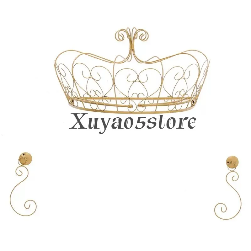 Bed Curtain Rack European Girl Children Bedside Decorative Crown Curtain Fabric Display Rack Mosquito Net Rack with Hook