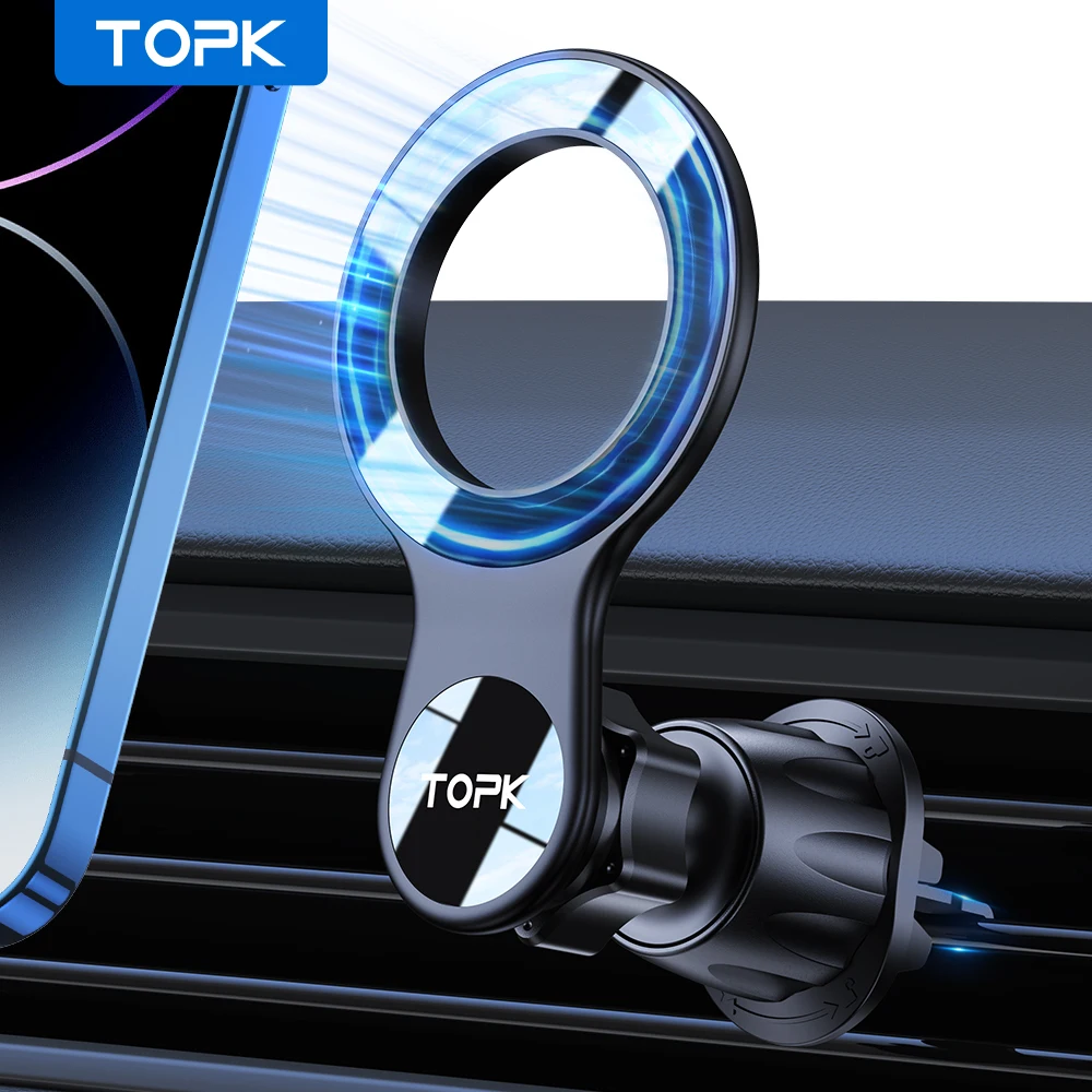 TOPK Mag-Safe Phone Holder Car, Magnetic Phone Car Mount, Air Vent Car Phone Holder with Strongest Magnet, Car Cradle for iPhone