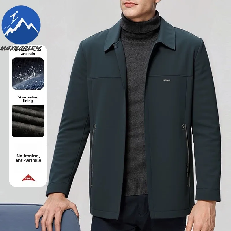 

Maxbarley 2025 New Jacket Men Spring Autumn Stylish Handsome Solid Color Lapel Baseball Jacket Daily Casual Loose Windproof Coat