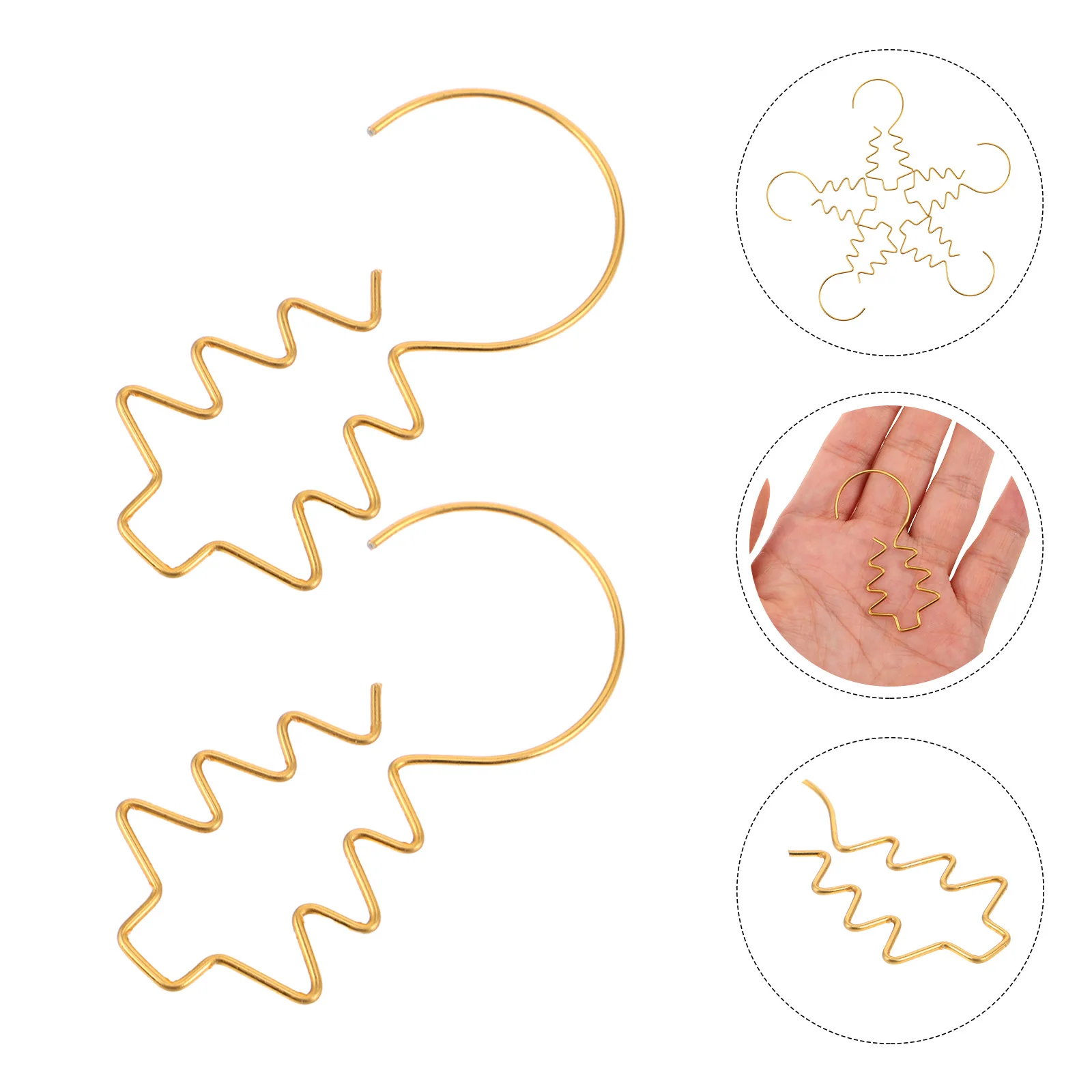 

100 Pcs Fancy Ornament Hooks Gold Tree Christmas Garland Hangers Hanging Curly Decorative Metal