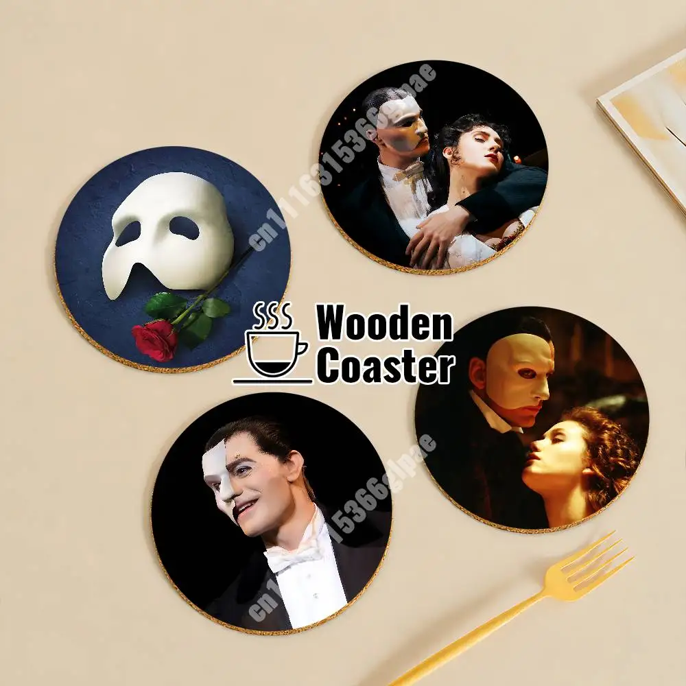The P-Phantom Of The O-Opera Wooden Cup Mat Americano Beer Milk Water Coaster for Baking Studio