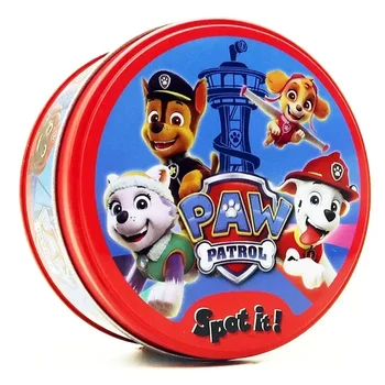 Spot It Paw Patrol Dobble 카드 게임 장난감, 다리미 상자 카드, 재미있는 가족 어린이 보드 퍼즐 게임, 휴일 캠핑 주석 상자 생일 