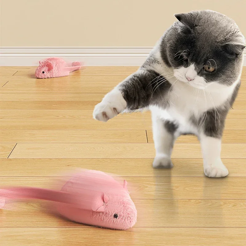 Electric Mouse Cat Toy Cat Toy Electric Squeaky Plush Mouse Cat Toy with Night Fluorescence for Indoor Cats Self Entertainment