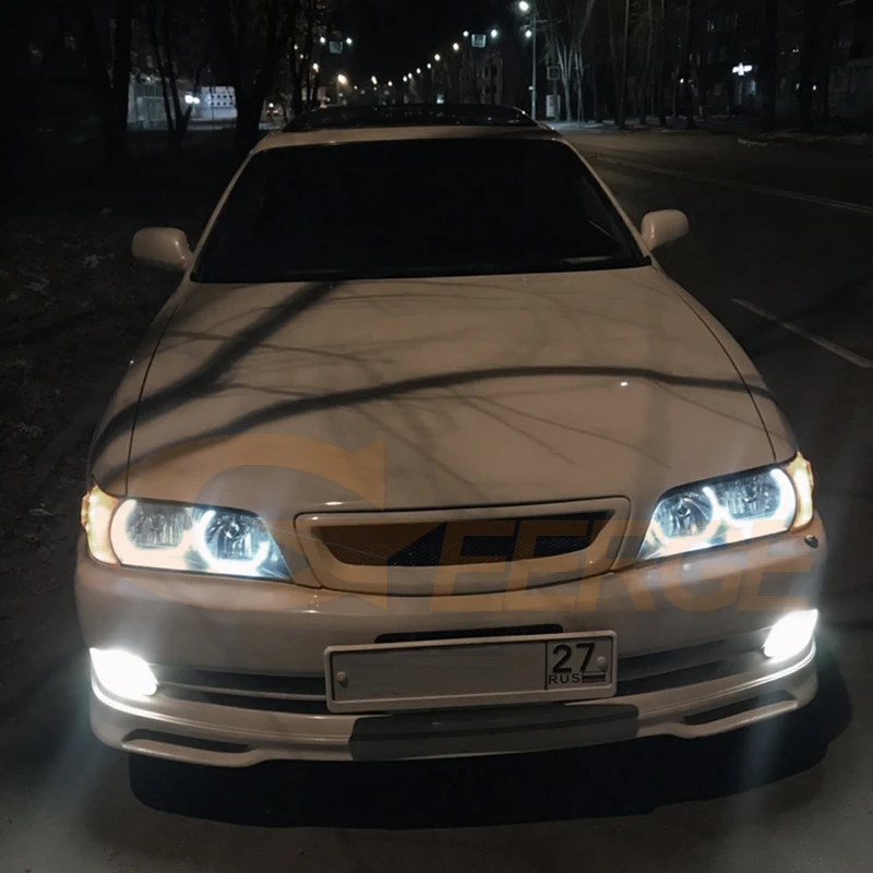 For Toyota Chaser JZX100 Ultra Bright A/W Switchback Day Light Turn Signal DTM Style LED Angel Eyes Halo Rings Kit