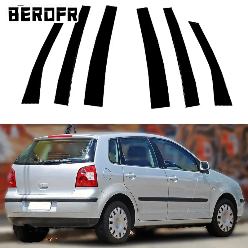 Black Window Door Column B C Pillar Post Cover Trim for Volkswagen Polo Mk4 (9N) 5-Door Hatchback 2002-2010 Styling Stickers