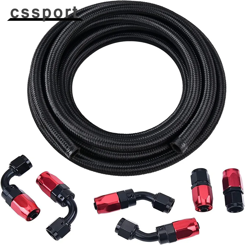 

Комплект шлангов топливопровода 6AN 3/8 дюйма, 20 футов, стальной нейлоновый плетеный масляный поворотный фитинг для шланга