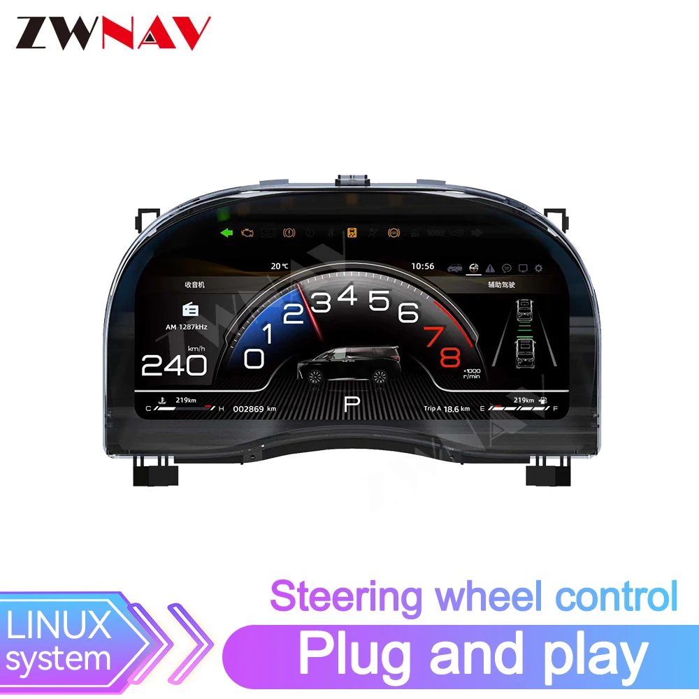 ZWNAV الرقمية العنقودية LCD لتويوتا ألارد 20/30 سلسلة الترقية إلى 40 لوحة أداة عداد السرعة LCD لوحة القيادة نظام لينكس