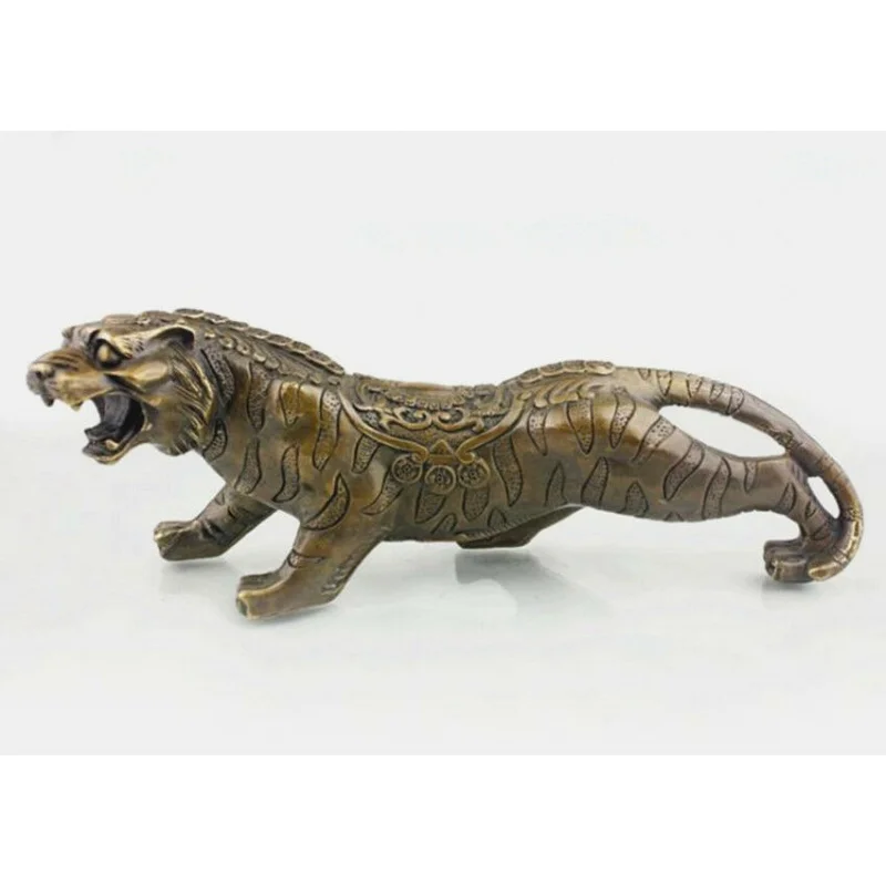 10inch China China Feng Shui Copper FU Rich Wealth Animal Year Tiger Running Statue