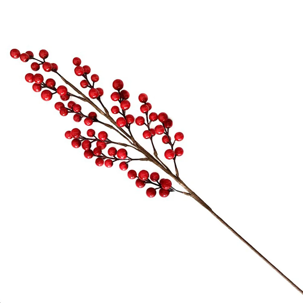 

2Pcs Artificial Red Berry Rattan Bright Flexible Fake Fruits for Christmas Home Decor Wreath Basket Flower Arrangement Accessory