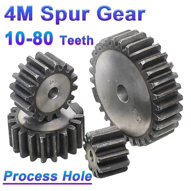 4M Spur Gear Process Hole 4 Mod Pinion Gears 10 11 12 13 14 15 16 17 18 19 20 21-80 Teeth Flat Cylindrical Motor Tramission Gear