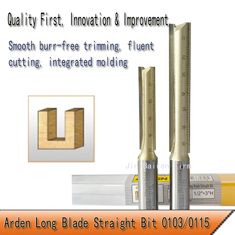 Arden Long Blade Straight Bit for Cutting, Grooving and Edge Trimming, Universal Cutter for Solid Wood, MDF, Plywood and Blockbo