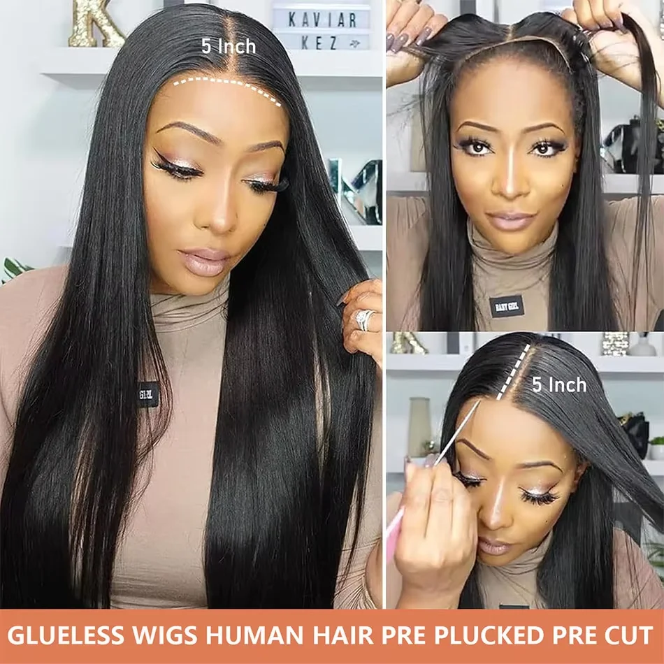 30 Inch Natural Black 360 Lace Front Straight Human Hair Wigs 360 HD Transparant Full Lace Glueless Wigs Human Hair Pre Plucked image 4