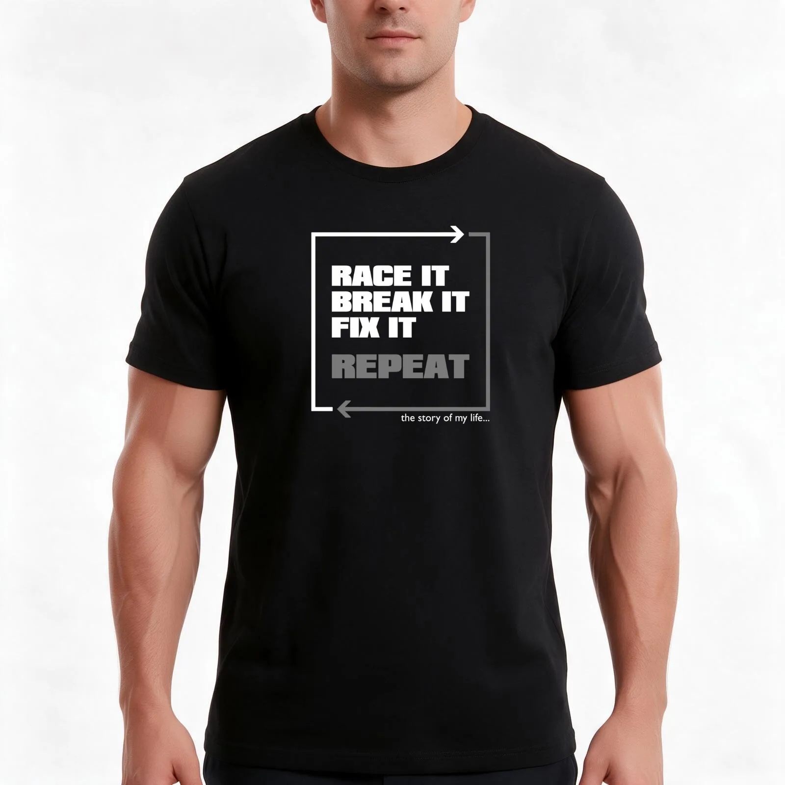 Race it, Break it, Fix it... Repeat - Car Guys - Racecar T-Shirt, Summer Casual Cotton Tee, Oversized Streetwear Tops