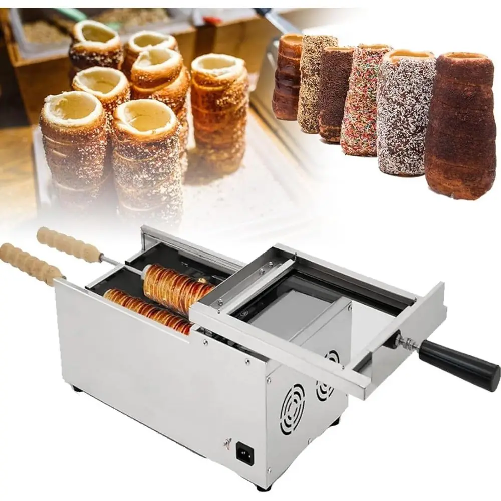 

1600W Electric Chimney Cake Machine for Ice Cream Cones, Bread Rolls - Ideal for Restaurants, Home Kitchens, and Snack Bars