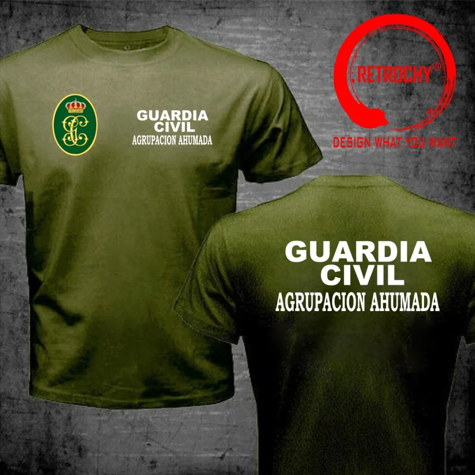 Spain Civil Guard Agrupacion Ahumada Group T Shirt Men Fashion Trendy Casual Clothing Stylish Tops Tee Shirt Leisure Tshirt