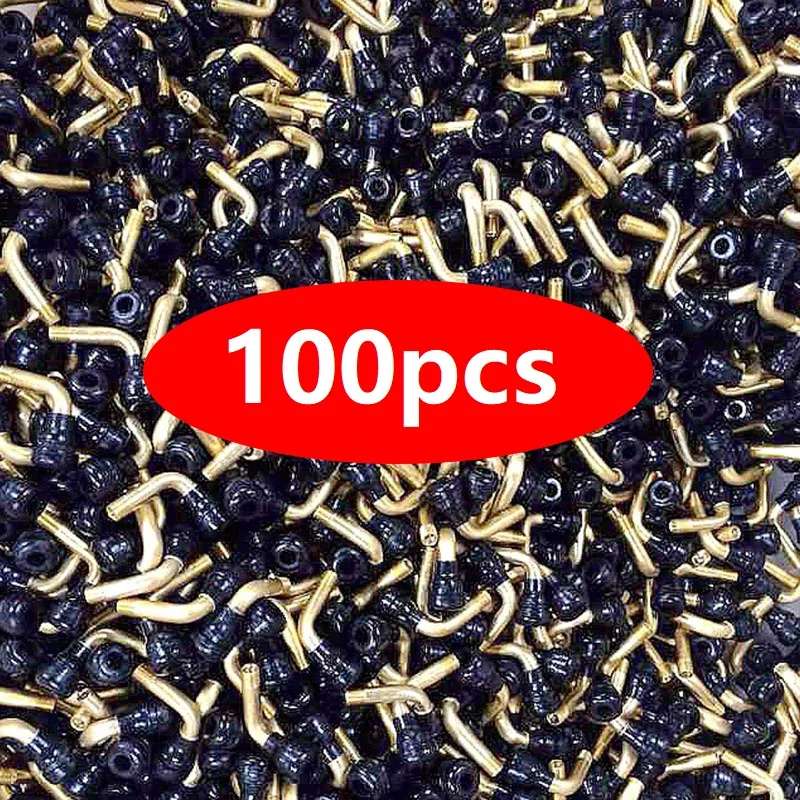 100 sztuk zaworów do opon bezdętkowych PVR50 PVR60 PVR70 z gumową podstawą, zatrzaskowymi, kątowymi 90 stopni, z nakrętkami, do felg, hulajnóg i motocykli.