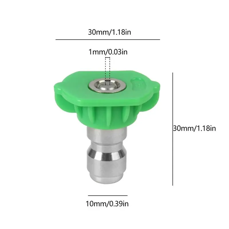 (BABQ) Pressure Washer Spray Nozzle Tip Set, Replacement Sprayer Nozzle Tips for Pressure Washers Accessories,5Pack (Green)