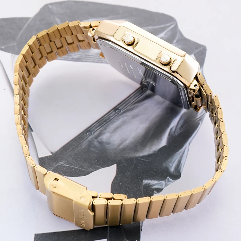 HUMPBUCK jam tangan kronograf pria, arloji baja tahan karat Stopwatch tahan air dengan kronograf dan tampilan waktu ganda