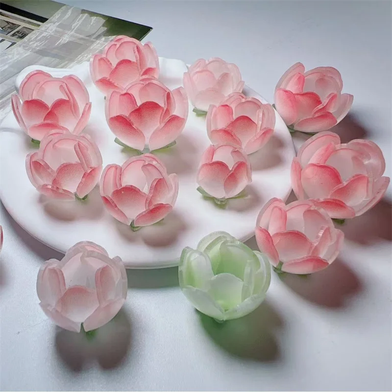 

New arrived 30pcs/lot color pattern print cartoon rose flowers shape acrylic beads diy jewelry garment hair accessory
