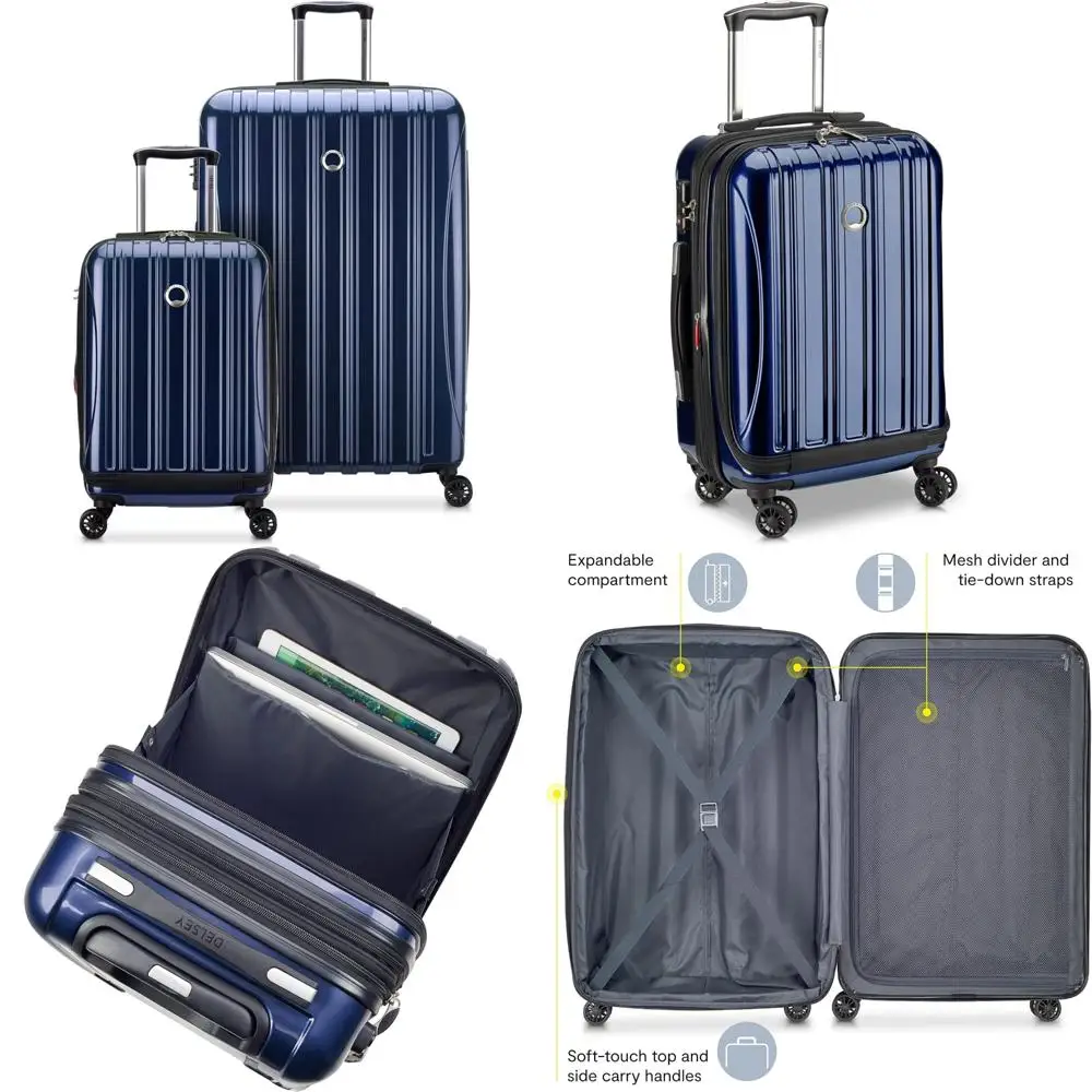 Conjunto de mala giratória de duas peças 19 e 29 em azul cobalto para viagens com bagagem leve