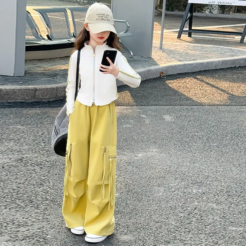 مجموعة ملابس أطفال بناتي لخريف وشتاء 2025 سترة علوية قصيرة على شكل قلب + سراويل رياضية 4 6 8 10 12 14 15 سنة #1