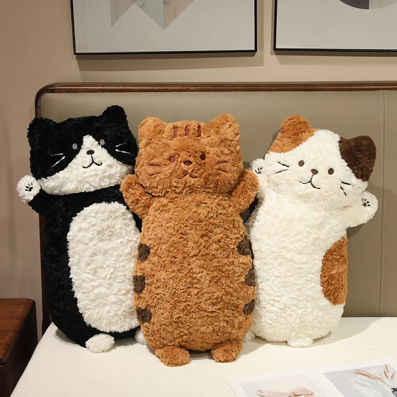 

Плюшевая подушка-игрушка Кавайный котик Калико 45 см, мягкая подушка-игрушка в виде аниме-котенка, декоративная подушка для дивана, подарок для девочек