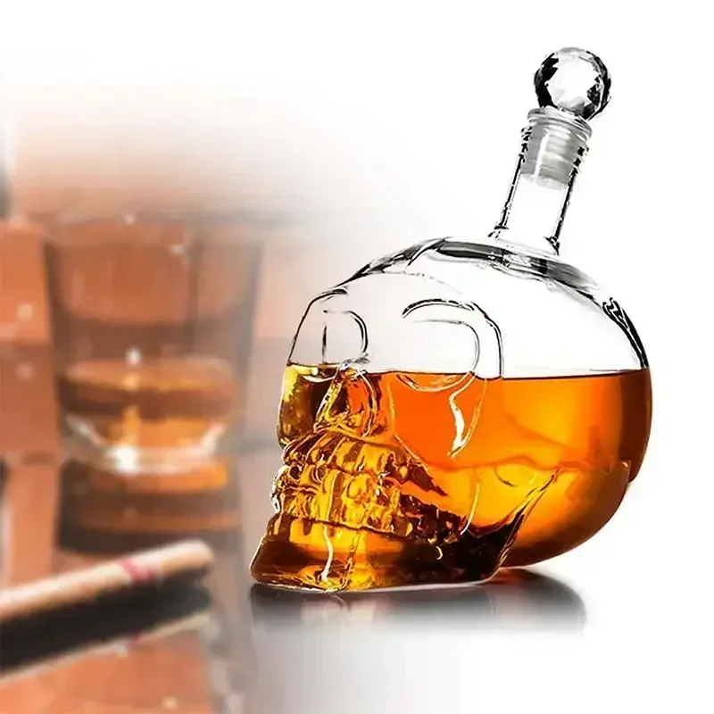 

350-1000ml Creative Skull Glass Wine Bottle Whisky Wine Crystal Cup Transparent Drinking Drinkware Personality Set Tool Gift