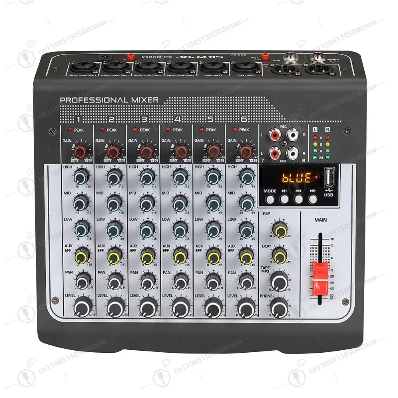 8 Channel Professional Audio Mixer with USB MP3 Bluetooth Portable for Stage KTV Meeting