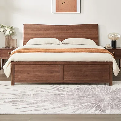 

Black walnut solid wood bed 1.8 meters 1.5 bedroom double bed household furniture