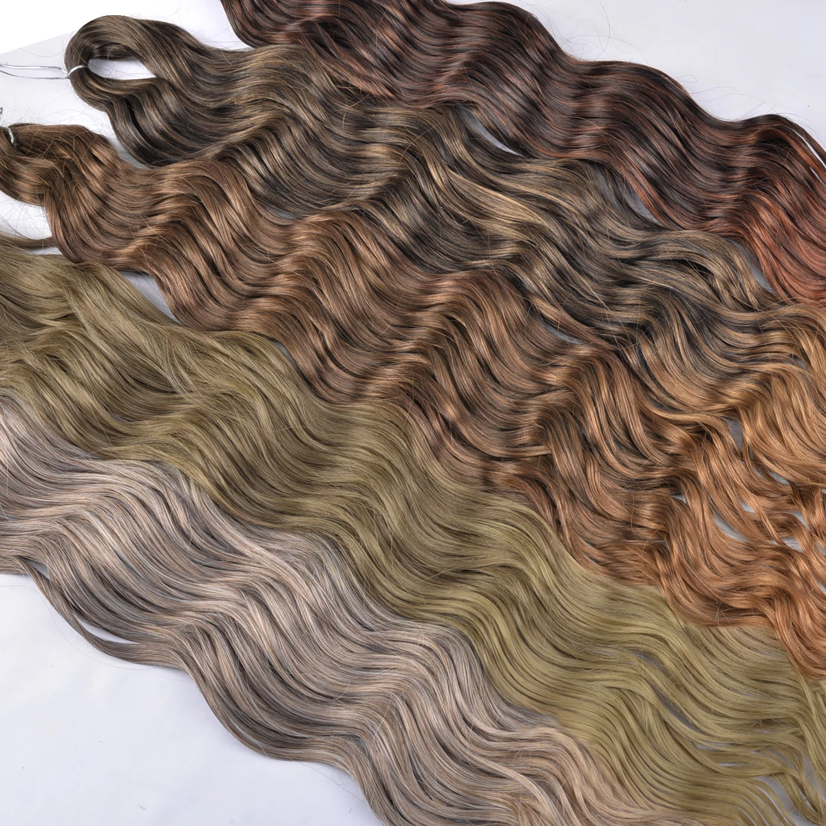 Anna Curl pelo onda de agua pelo de ganchillo trenzas de ganchillo sintéticas Ombre marrón Afro rizos extensión de cabello trenzado de onda profunda