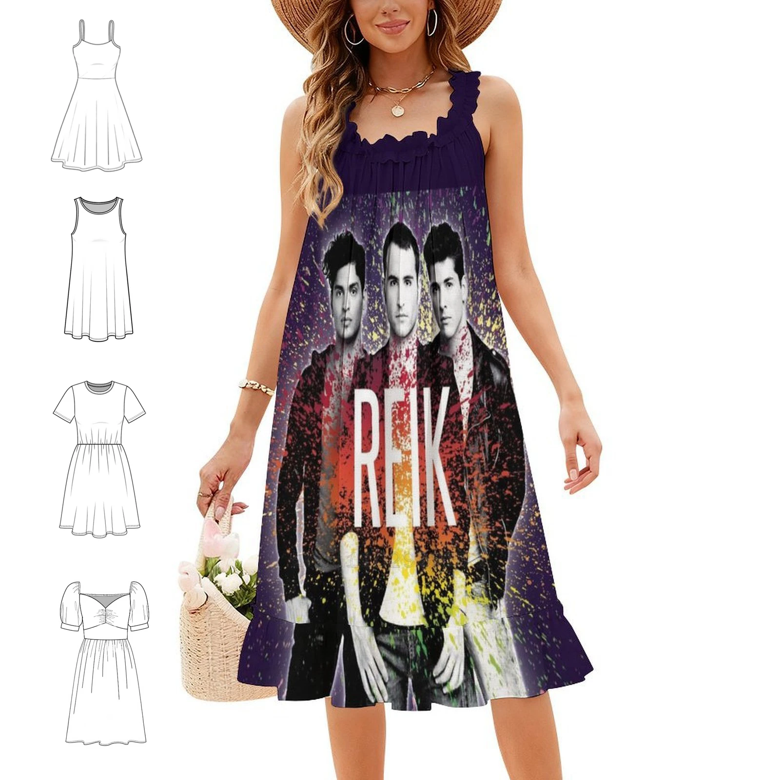 Peligros Women's Elegant Party Dress A-Line Dress With Short/Long/Sleeveless Options Mexican Reik Pop Band Mexicali Baja