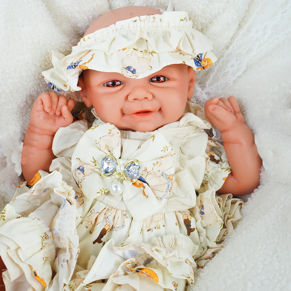 무게감 있는 여자 아기 인형 18.9인치 방수 실물 같은 전신 실리콘 리본 인형 부드러운 수제 신생아 인형 수집가 선물용