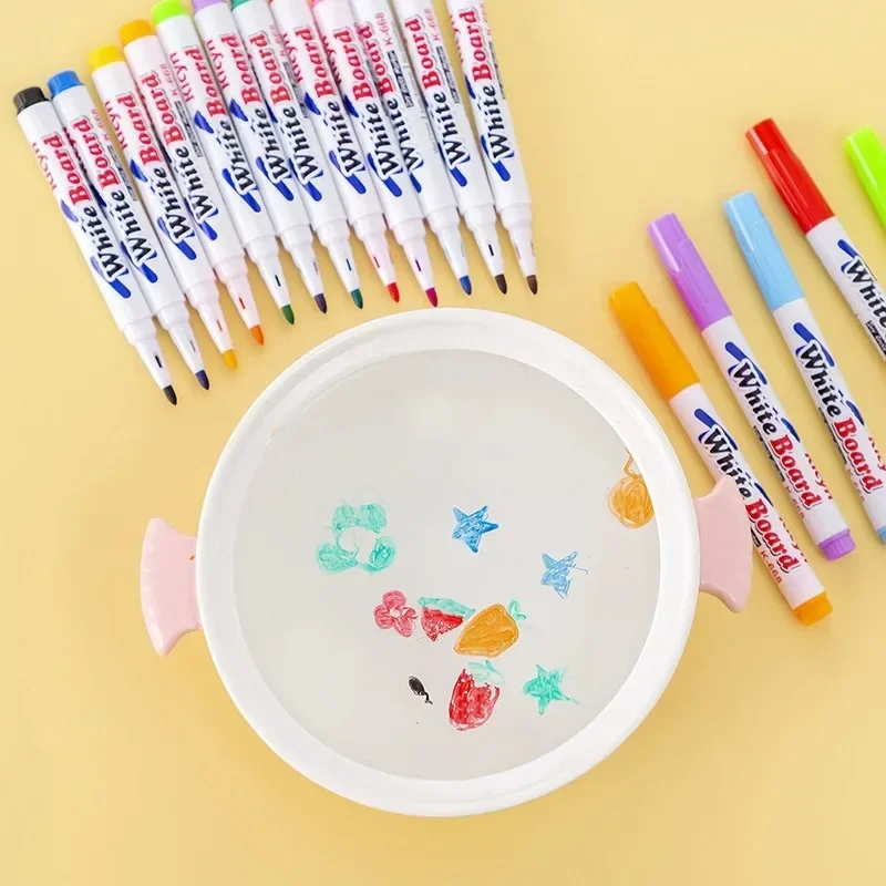 8/12 colores mágico agua flotante estudiante pintura pincel pizarra marcadores pluma suspensión niños pintura educativa pluma Juguetes