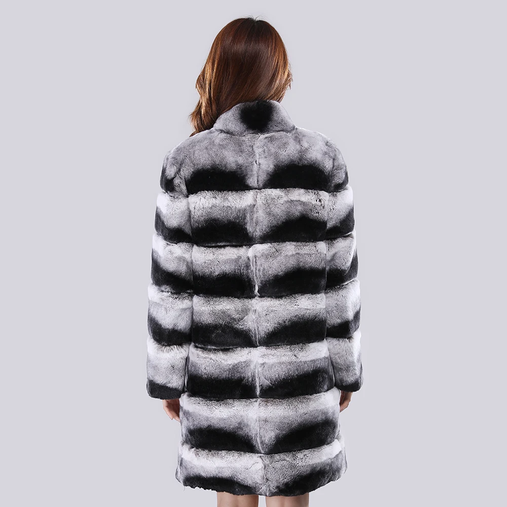 秋冬新作 本物のレックスラビットファーコート レディース フルペルト 本物のウサギ毛皮ジャケット ファッションファー マンダリンカラー オーバーコート