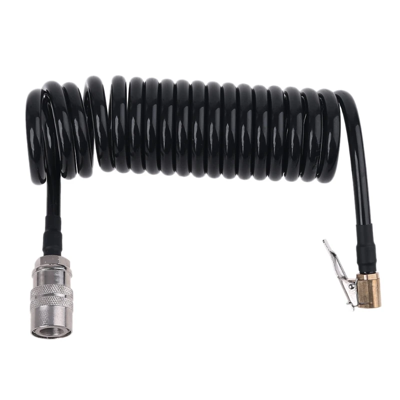 3/10/15m Flexible PU Recoil Hose Spring Tube Black For Compressor Air Tool