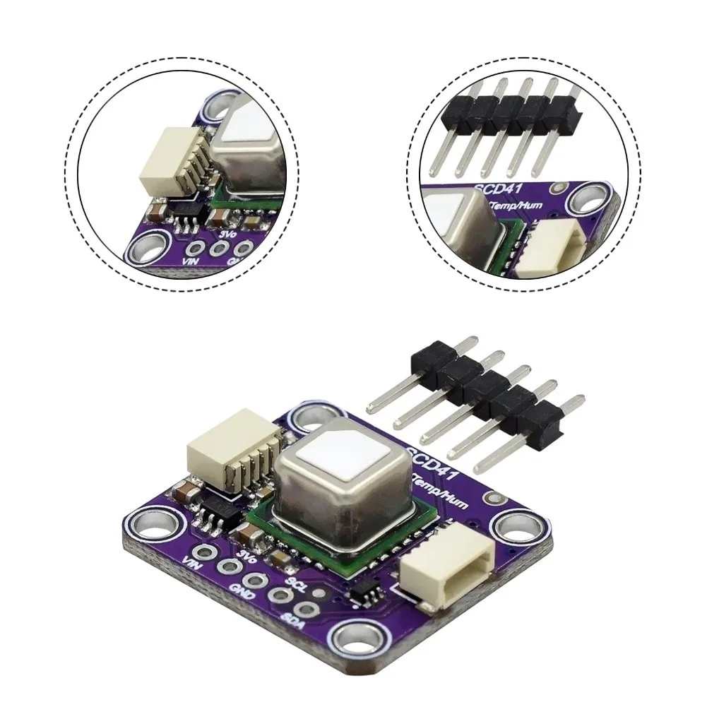 SCD41 Gas Sensor Module Emperature Humidity Detector I2C Interface 400-5000ppm For Air Quality Monitoring Development Board