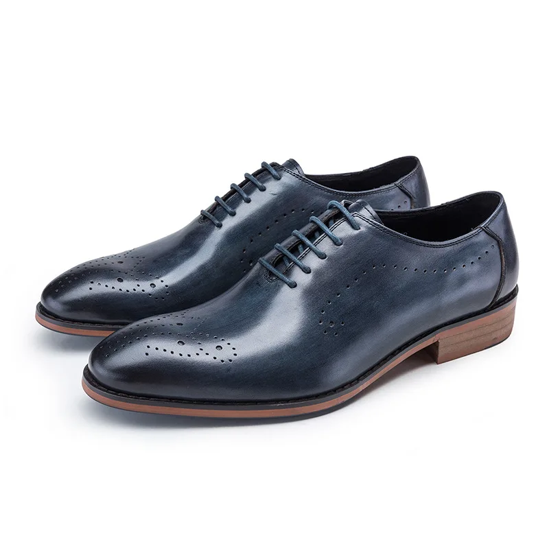 

British Style Men Oxfords Genuine Leather Office Business Formal Shoes Carving Luxury Brogue Shoes Banquet Wedding Dress Shoes