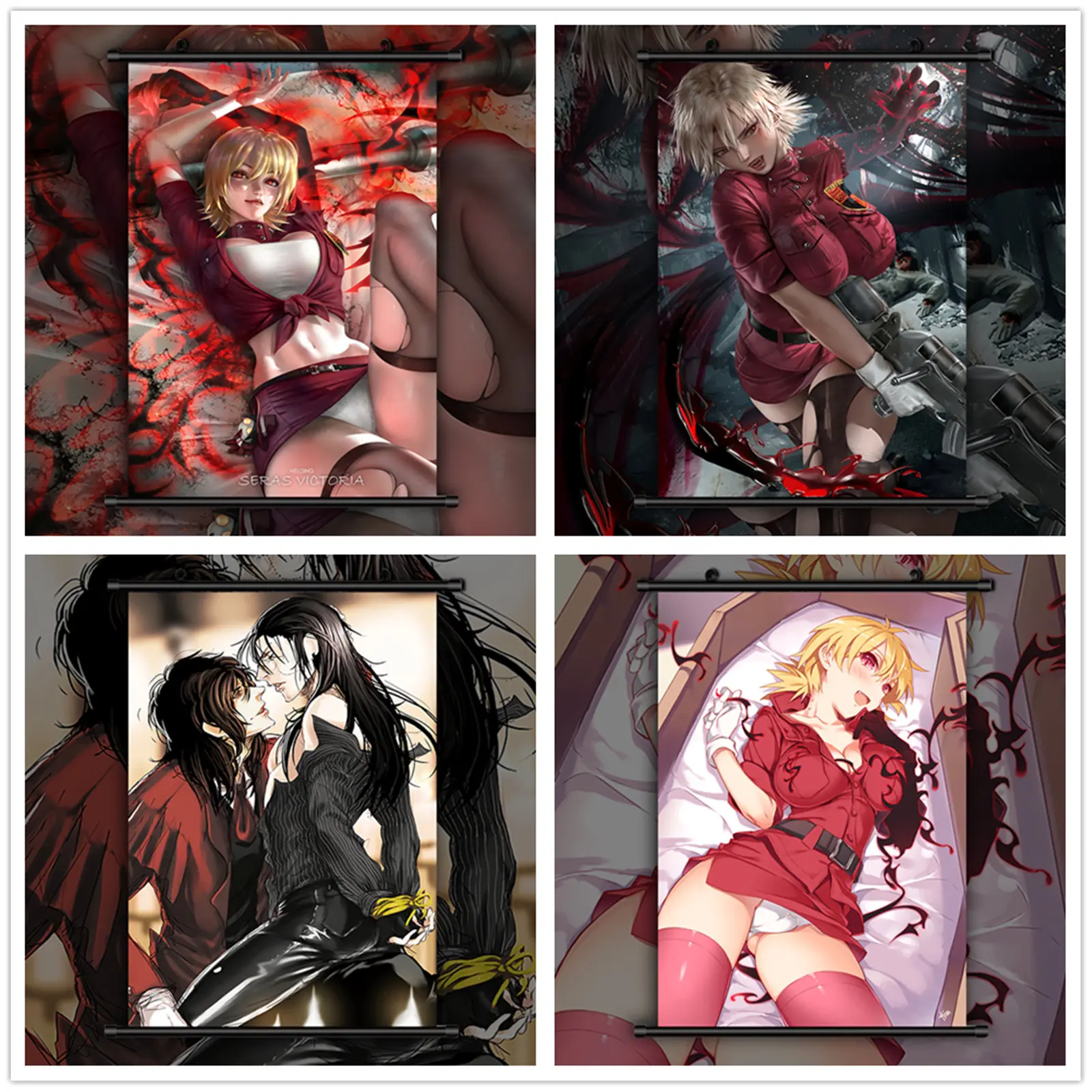 Hellsing Alucard Seras Victoria Wall Art Print Wall Poster Canvas Painting Pictures Wall Decor for Home Decoration Room Decor