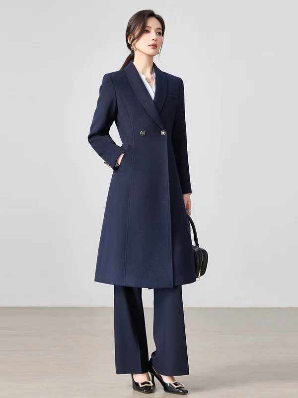 Thickened Cotton Woolen Coat Women's Winter New Fashion Simple Elegance Commute Professional Medium Length Overcoat
