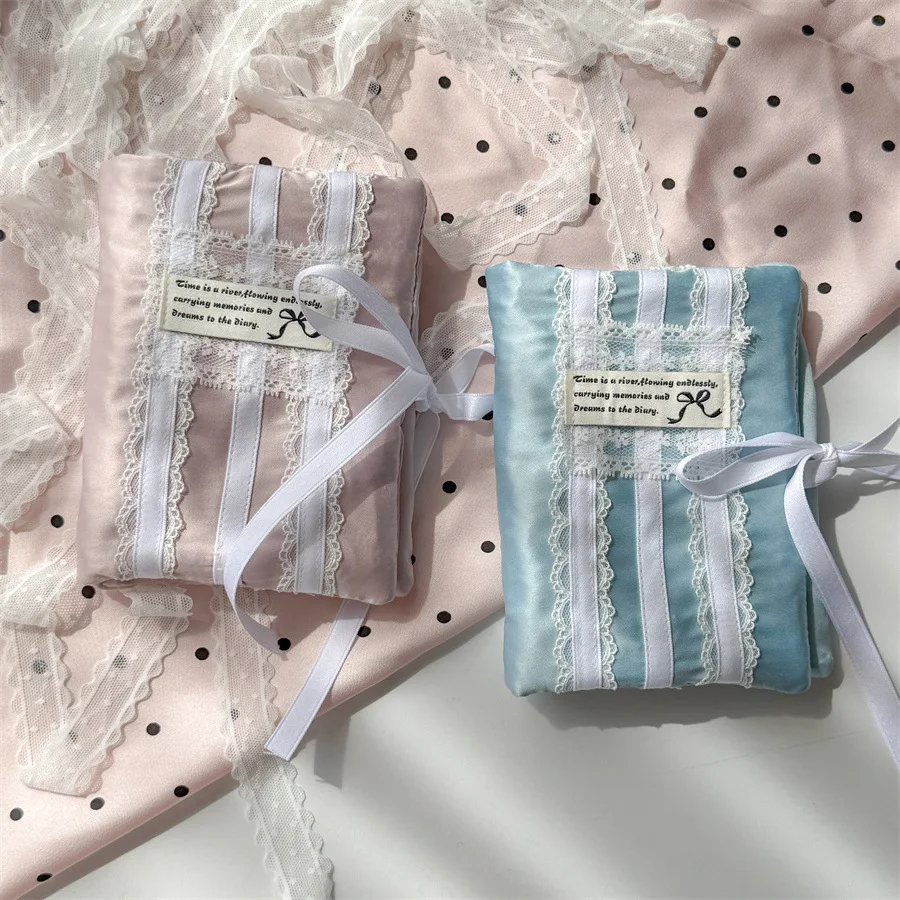 Cute Lace Bow Quilted M5 Book Cover Cotton Notebook Soft Journal Protector Handmade Fabric Lace Hand Account Book Case