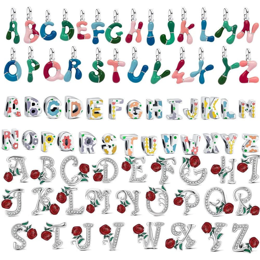 Стерлингового Серебра 925 пробы, 26 букв A-Z, бусины, подвески в виде розы, изготовление ювелирных изделий своими руками для оригинального браслета и ожерелья 3 мм, гламурные подарки для любви