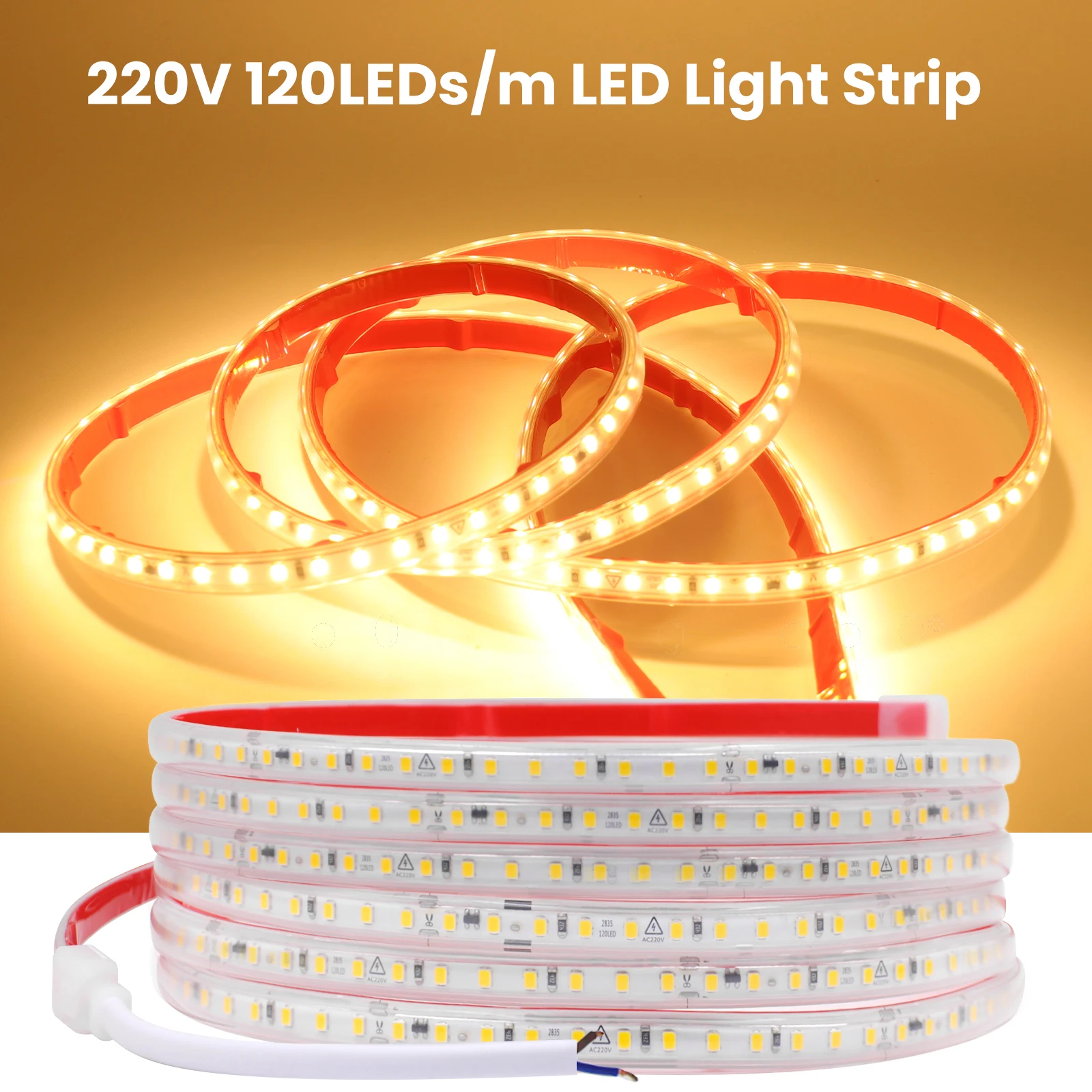 220 فولت LED قطاع ضوء 5 متر 10 متر 15 متر 20 متر 30 متر 35 متر مقاوم للماء ديكور خارجي إضاءة داخلية 2835 120 المصابيح/م شريط مرن لاصق ضوء