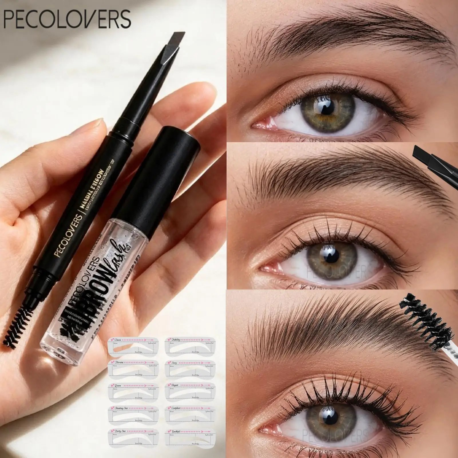 2pcs/Set Eyebrow Pencil Eyebrow Setting Gel Combo Brow Filler And Brow Fixing Gel for Creating Neat Defined Brows Smudge