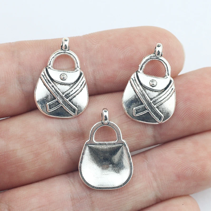 Newest 20Pieces 15*21mm Mixed Alloy Antique Silver Color Handbag Charms Necklace Pendant Accessory For DIY Jewelry Making