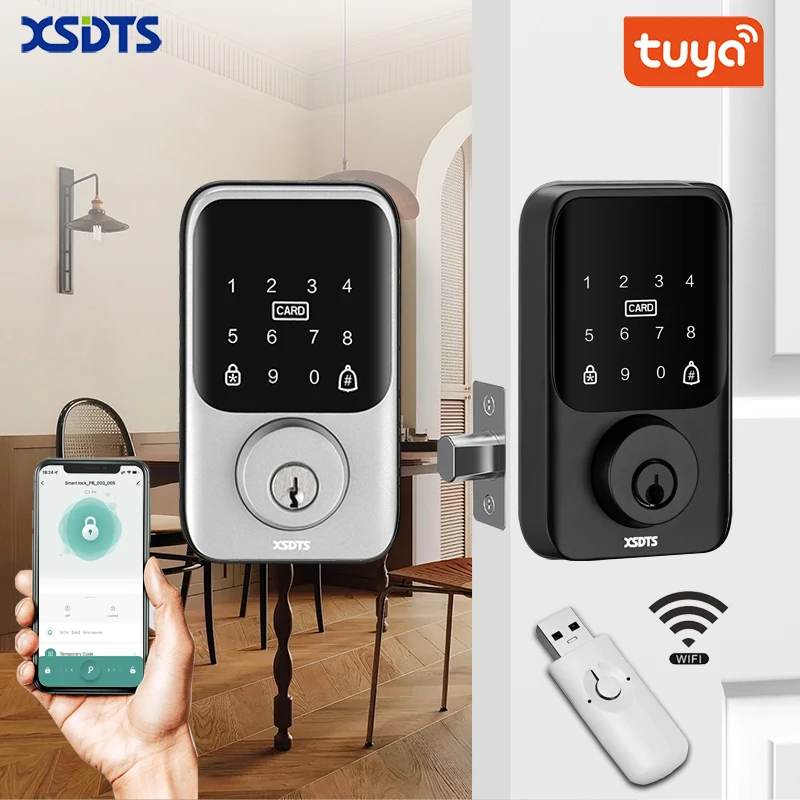 

XSDTS Entry Smart Door Lock Tuya APP/IC Card Key/Password Unlock Передняя дверь Smart Lock Deadbolt