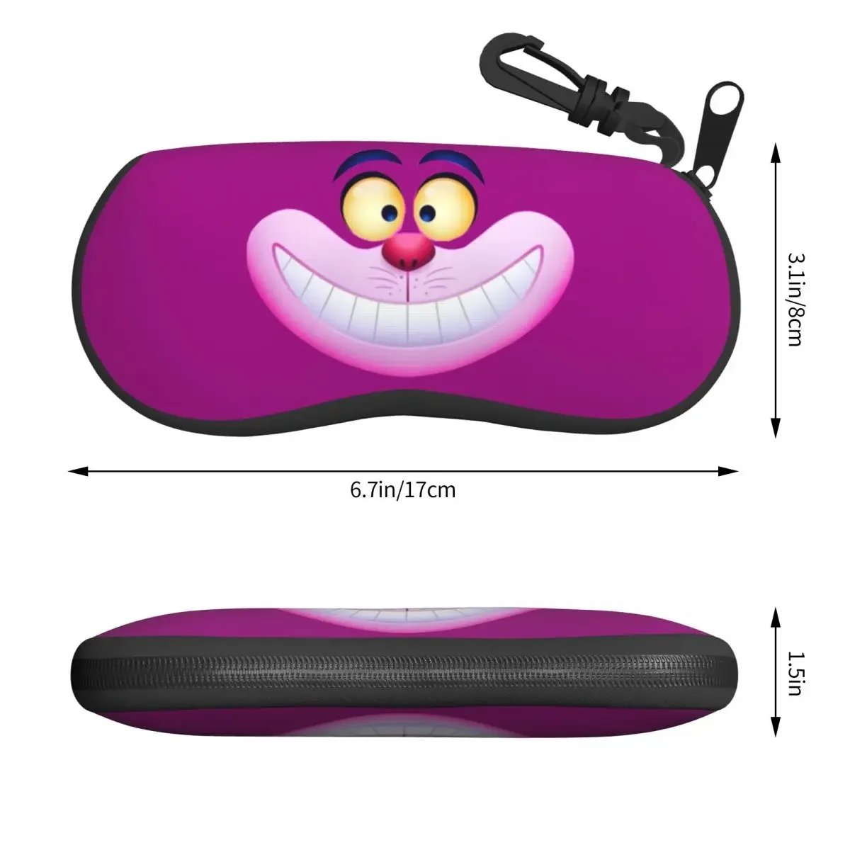 Smiling Cheshires Cat Sunglasses Soft Case Neoprene Zipper Cartoon Anime Shell Eyeglass Case Custom Protective Box For Glasses